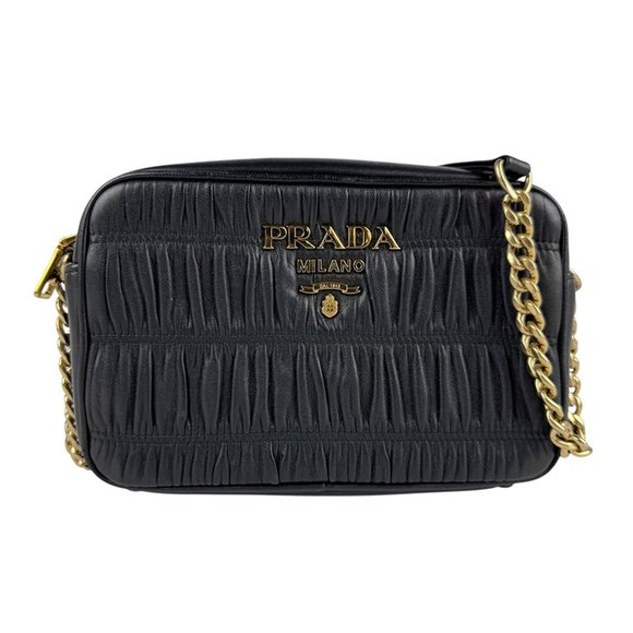 Prada PRADA Shoulder Bag Leather Black Women's z6454 - Picture 1 of 5